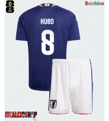 Giappone Takefusa Kubo #8 Prima Maglia Bambino Mondiali 2026 Manica Corta (+ Pantaloni corti)